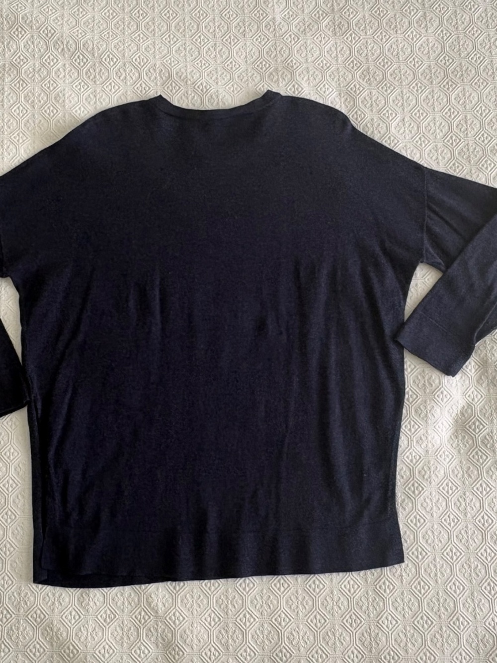 Eileen Fisher Navy Blue Organic Cotton Drop Shoulder Sweater Size M - Picture 5 of 7